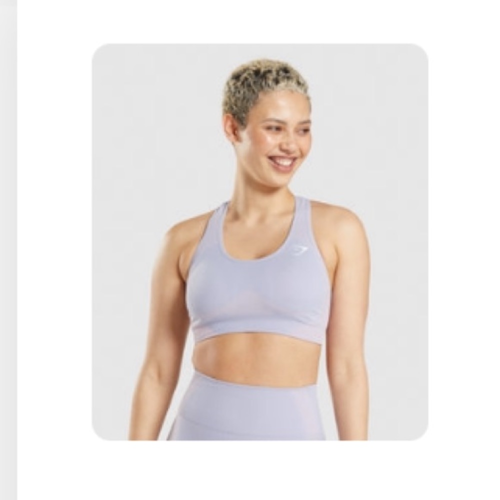 GYMSHARK vital seamless bra and leggings set in the color moonstone blue marl